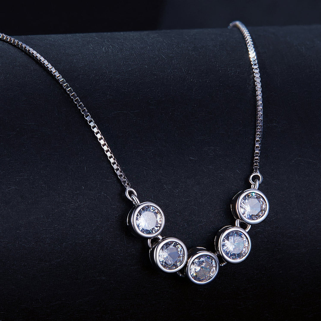 925 Sterling Silver 4mm Moissanite Plated Platinum Necklace for Women