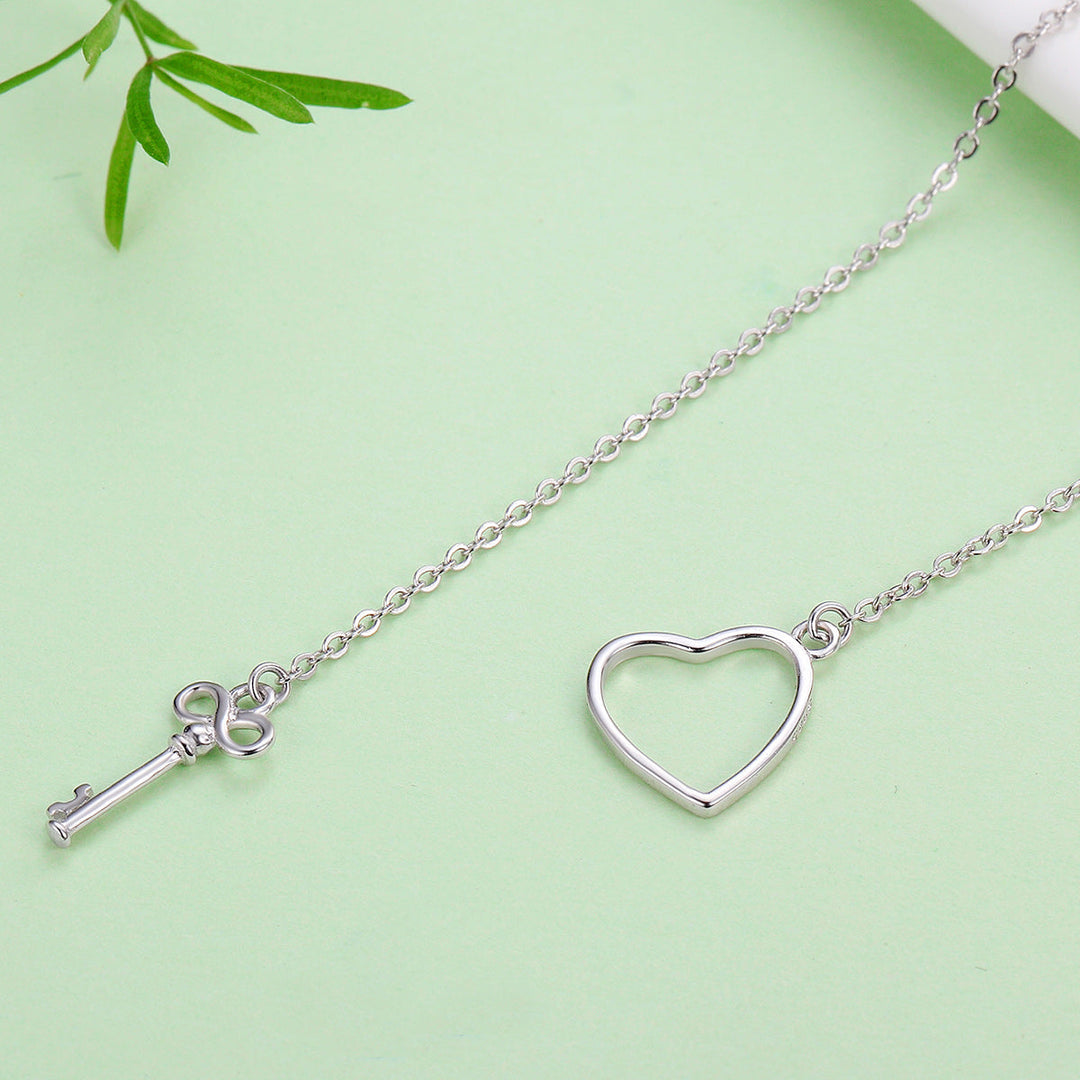 925 Sterling Silver Necklace 55cm with Heart Pendant for Women