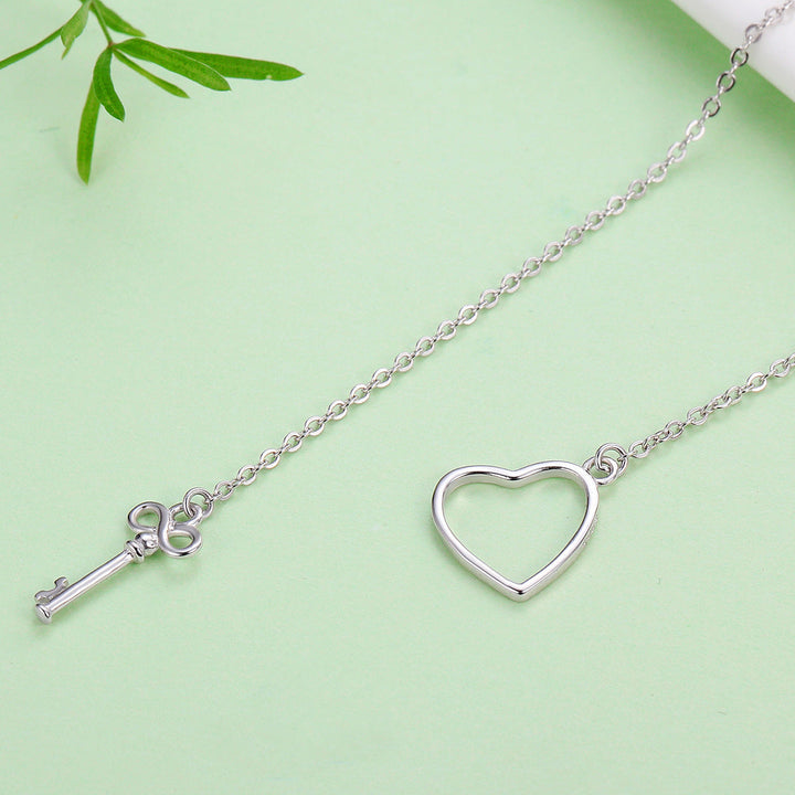 925 Sterling Silver Necklace 55cm with Heart Pendant for Women