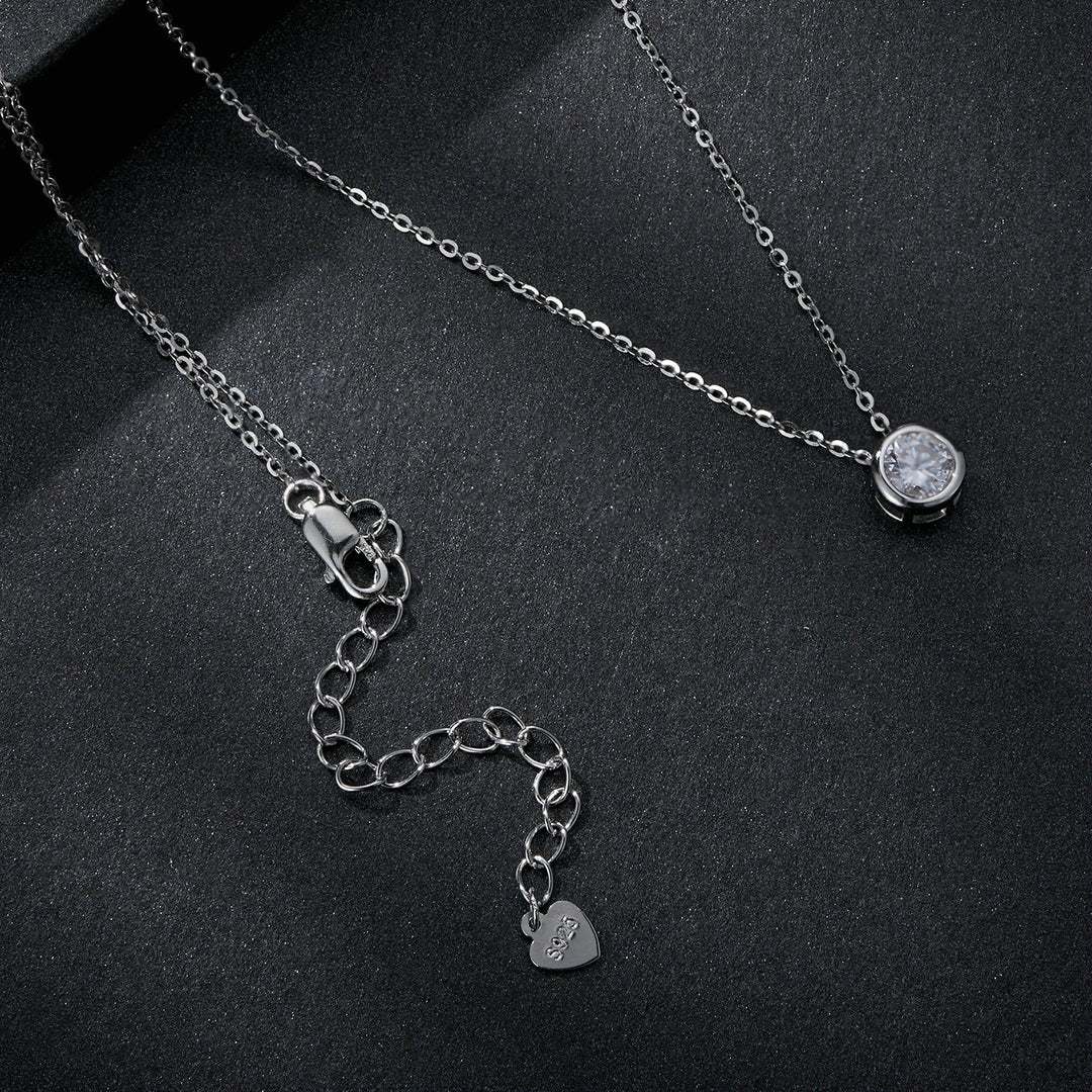 S925 Sterling Silver Moissanite Necklace 400mm with 1ct Moissanite for Women