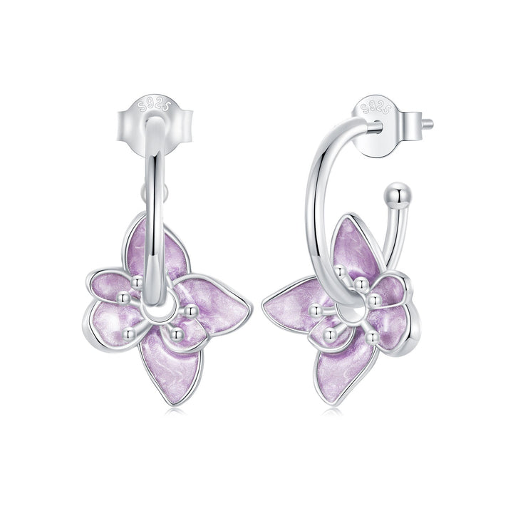 925 Sterling Silver Enamel White Gold Plated Earrings Size 20*14mm