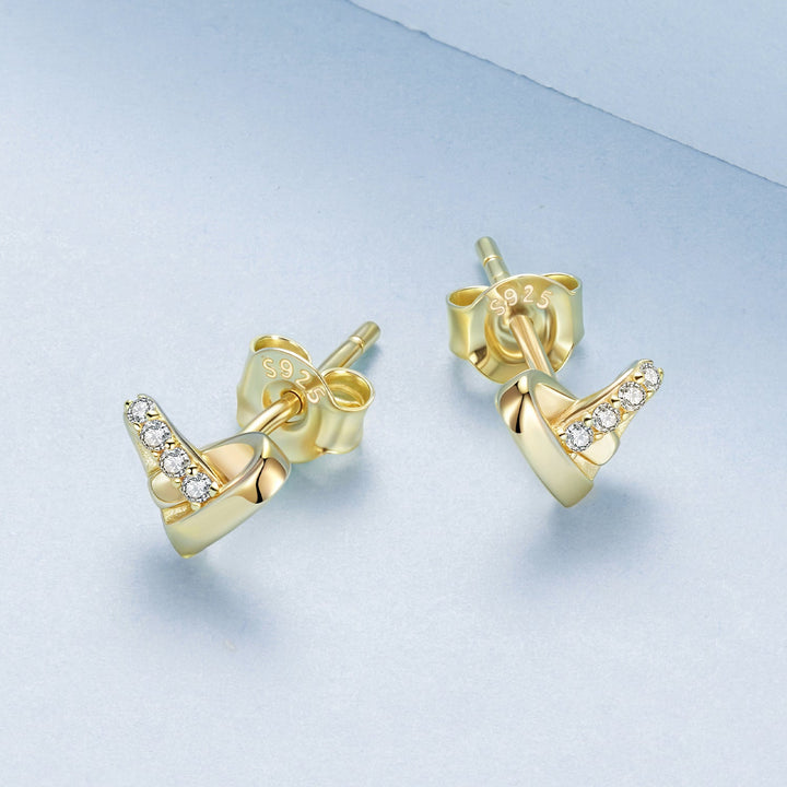 925 Sterling Silver Earrings with Pavé Setting CZ in Gold Plated