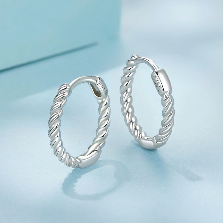 925 Sterling Silver Plated White Gold Earrings Size 1.4x0.2cm for Women