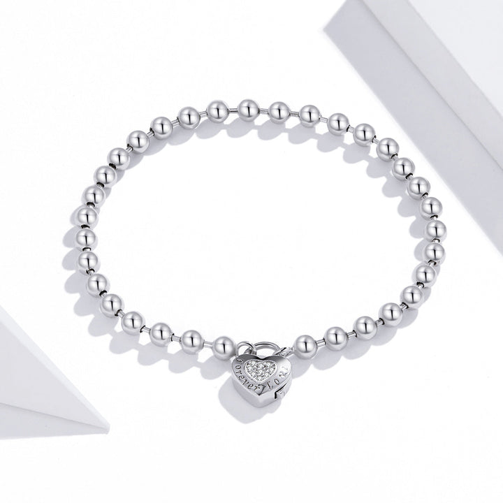 925 Sterling Silver Bracelet with Pavé Setting CZ and Platinum Plating, 17cm for Women
