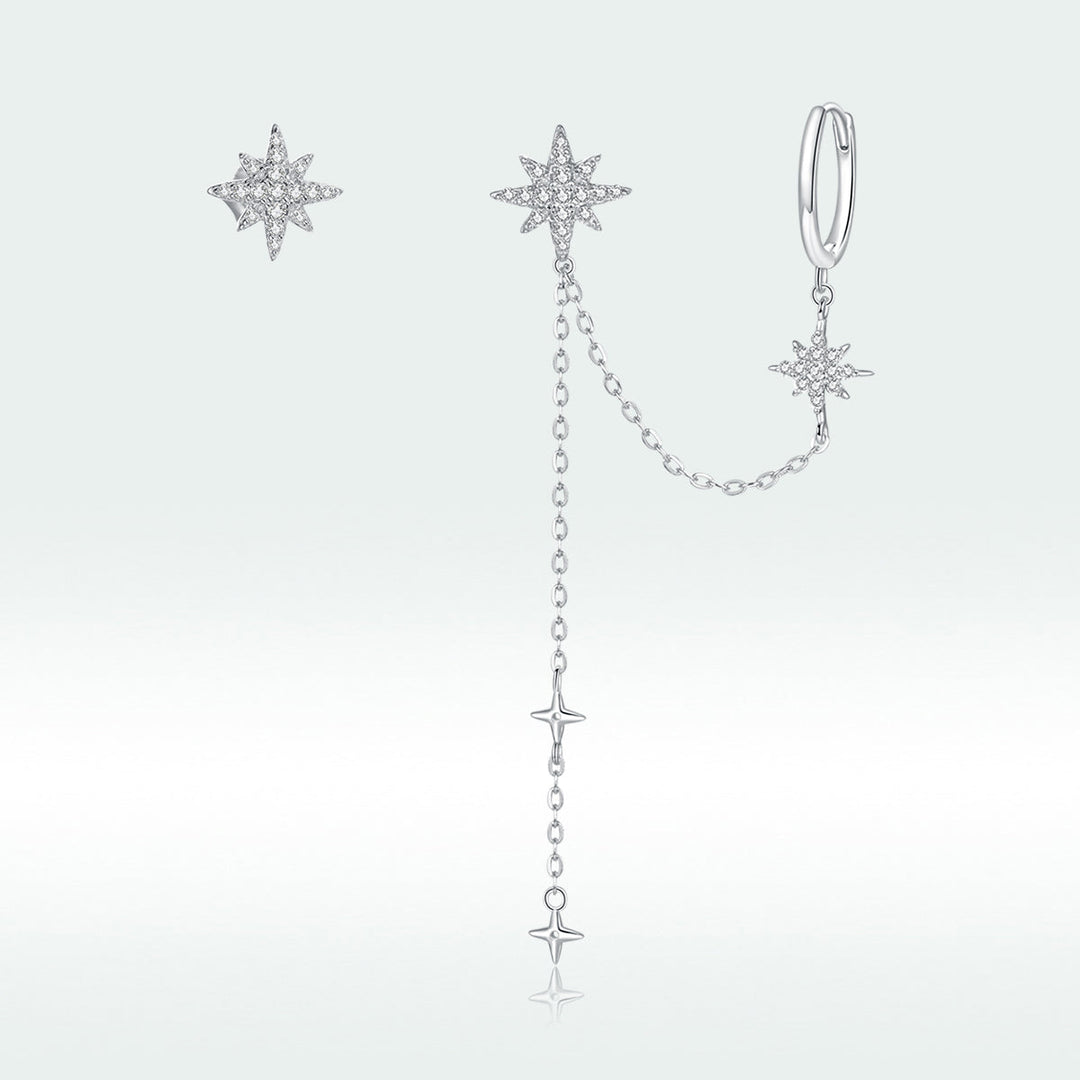 S925 Sterling Silver Earrings with CZ in Pavé Setting, 5.9cm Length, 1cm Size for Women