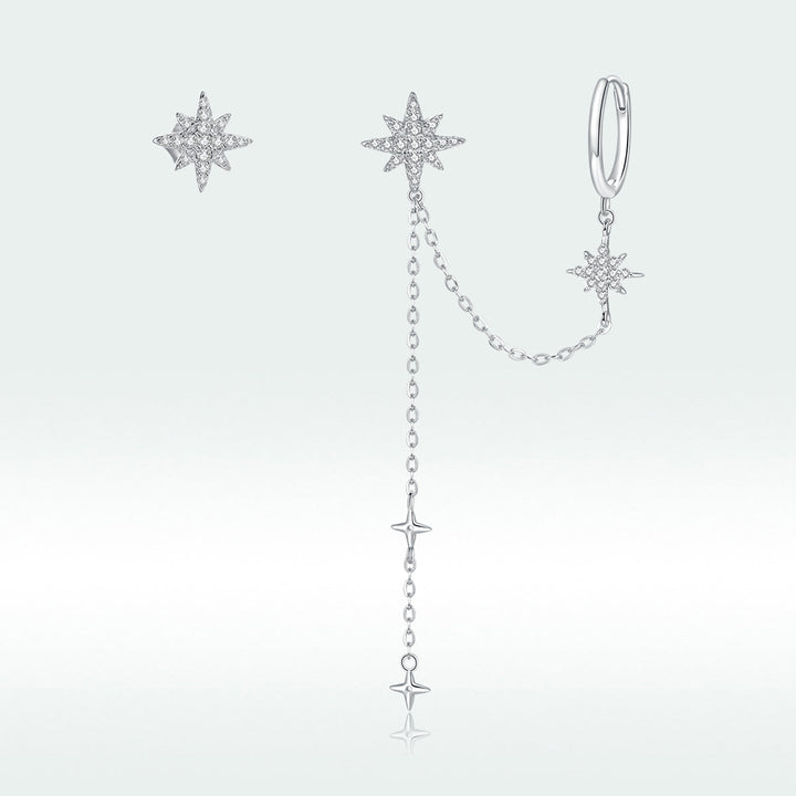 S925 Sterling Silver Earrings with CZ in Pavé Setting, 5.9cm Length, 1cm Size for Women