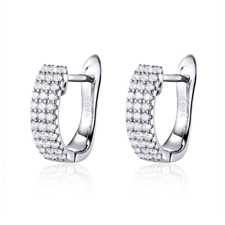 925 Sterling Silver Earrings with Pavé Setting CZ 1.3*0.4cm
