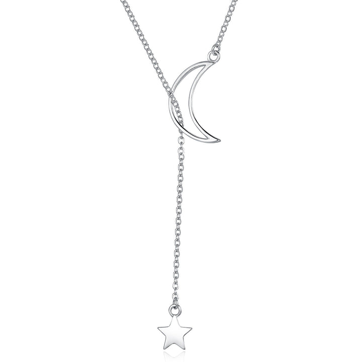 925 Sterling Silver Necklace 47cm with Moon Pendant for Women