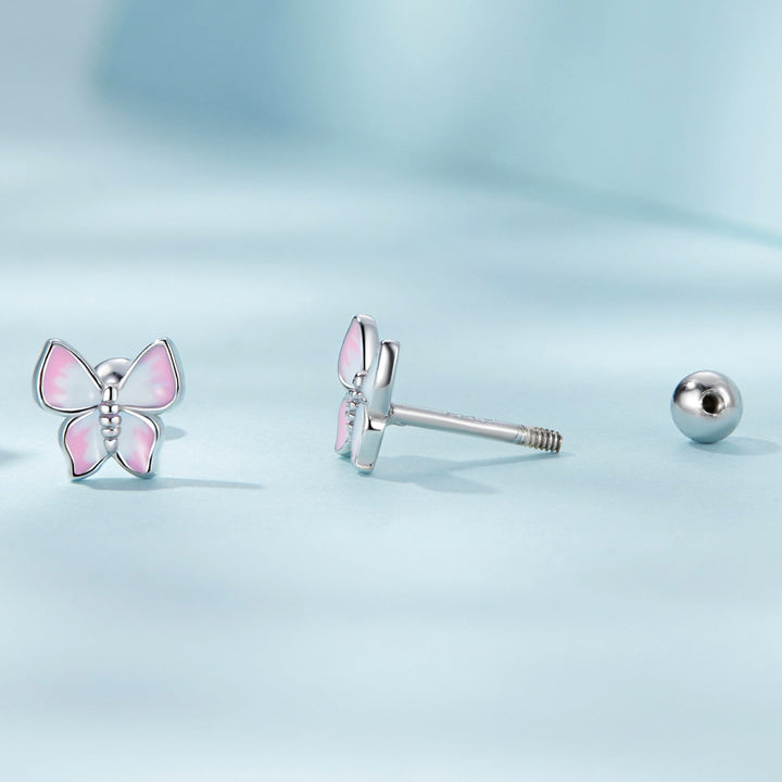 925 Sterling Silver Earrings with Enamel Process, 0.6cm, for Women