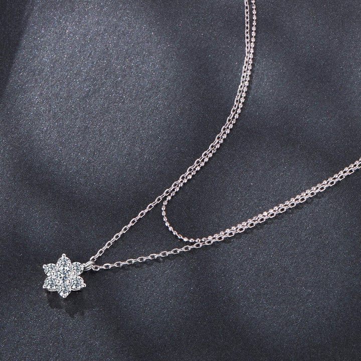 925 Sterling Silver 0.06 Carat &amp; 0.20 Carat Moissanite Necklace with White Gold Plating for Women