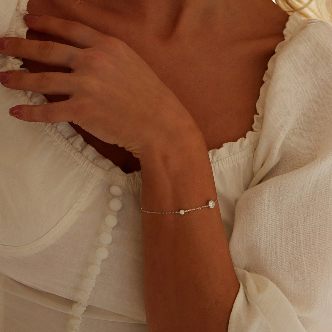 925 Sterling Silver 5mm Moissanite &amp; 3mm Moissanite Bracelet for Women