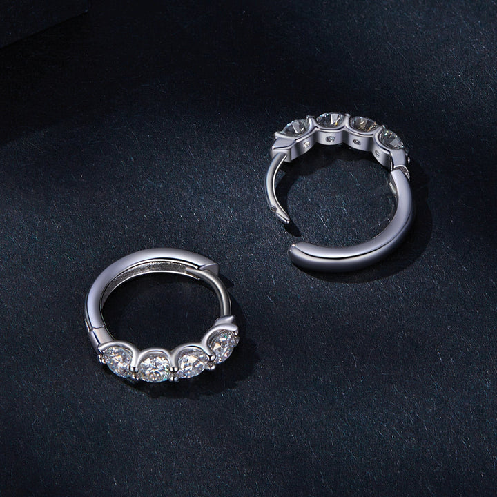 925 Sterling Silver Moissanite 0.1 Carat Platinum Plated Earrings for Women