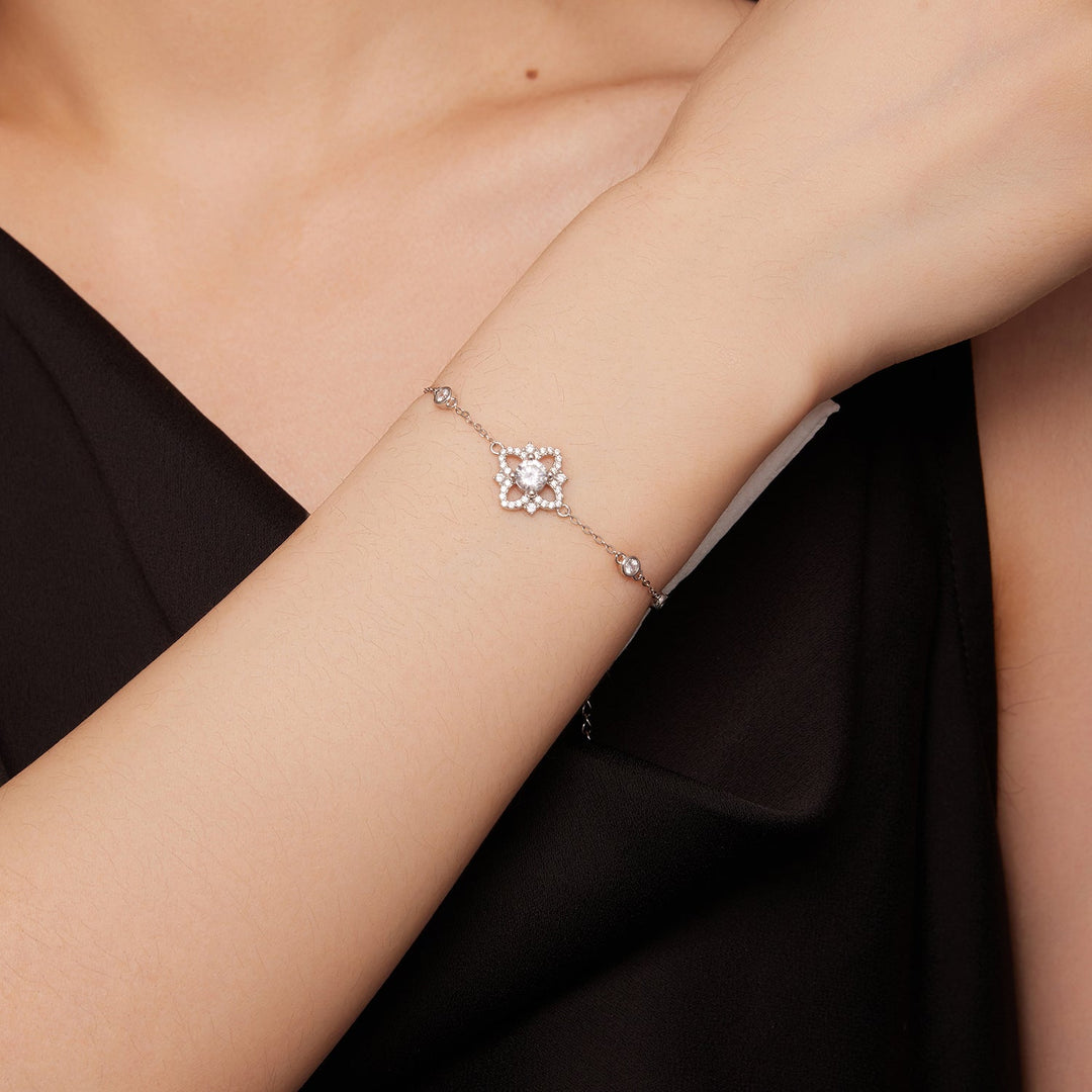 S925 Sterling Silver 0.5 Carat Moissanite Bracelet 16cm+5cm for Women