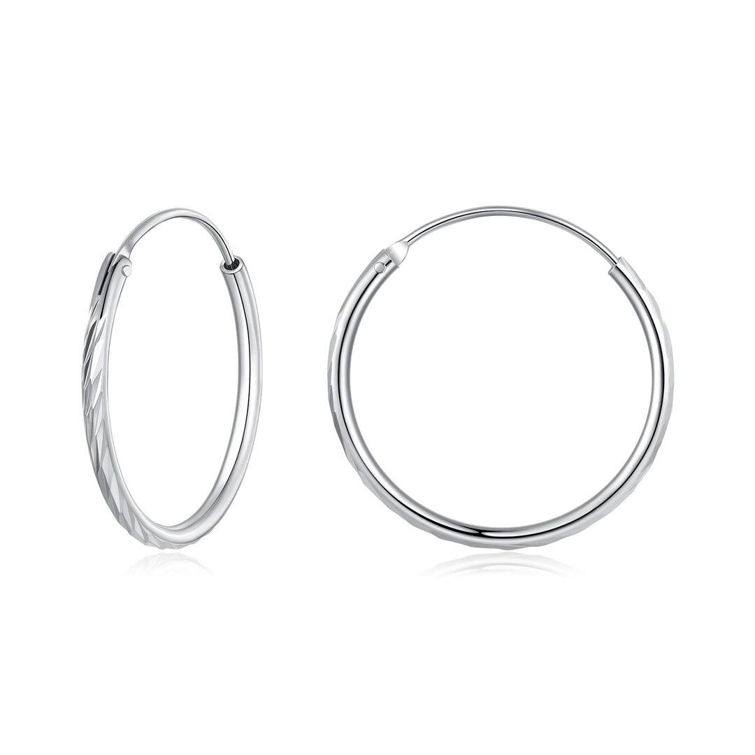 925 Sterling Silver Earrings for Women - White Gold Plated, 2.3x0.2 cm