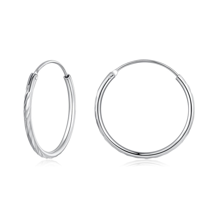 925 Sterling Silver Earrings for Women - White Gold Plated, 2.3x0.2 cm