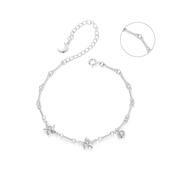 925 Sterling Silver White Gold Plated CZ Bracelet for Women