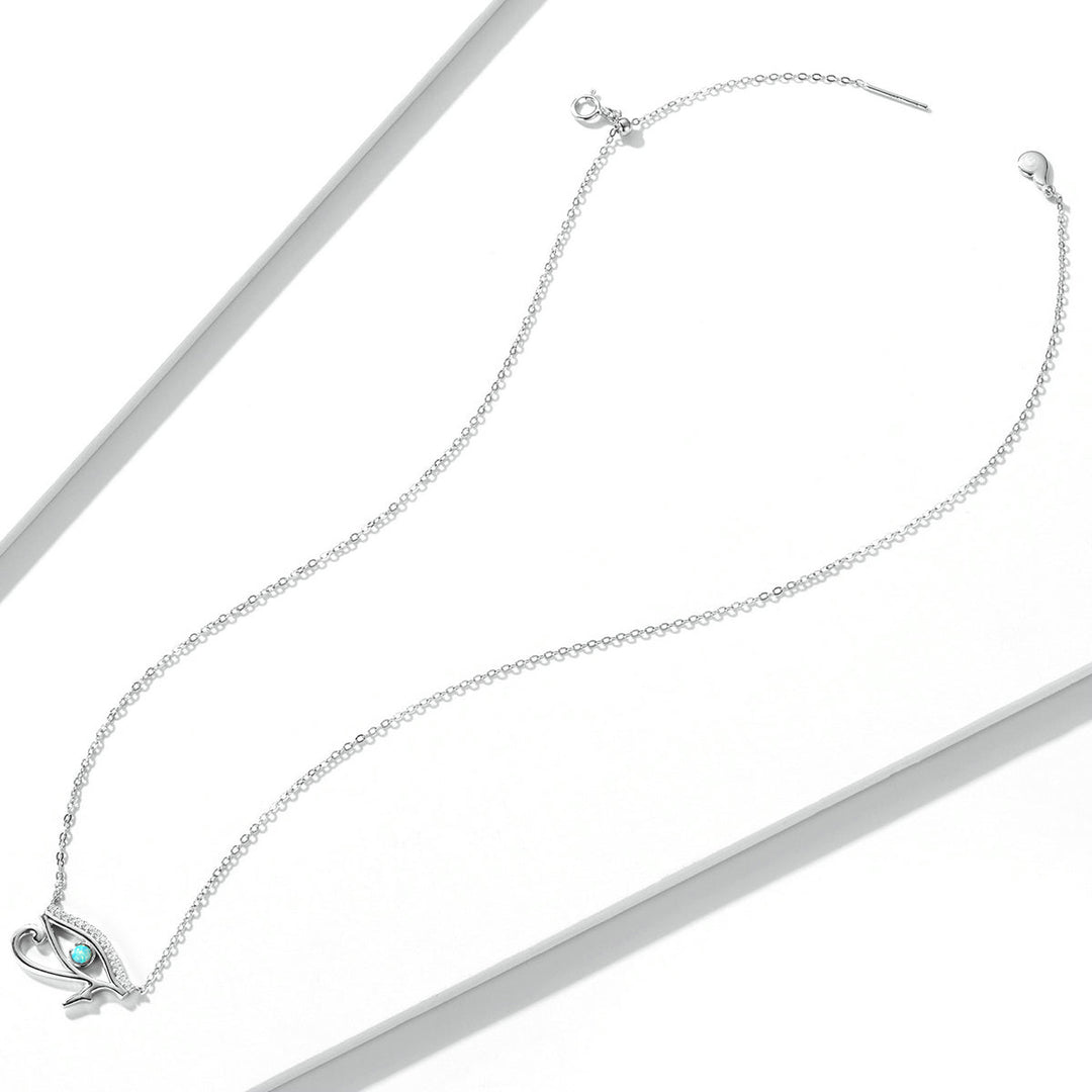 925 Sterling Silver Opal Necklace with CZ and Platinum Plating, Adjustable Length 45cm, Women’s Jewelry