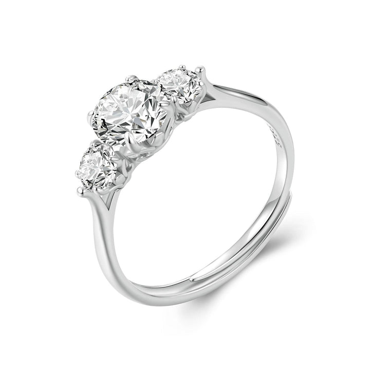925 Sterling Silver Moissanite 6.5mm 1ct Ring, Size E for Women