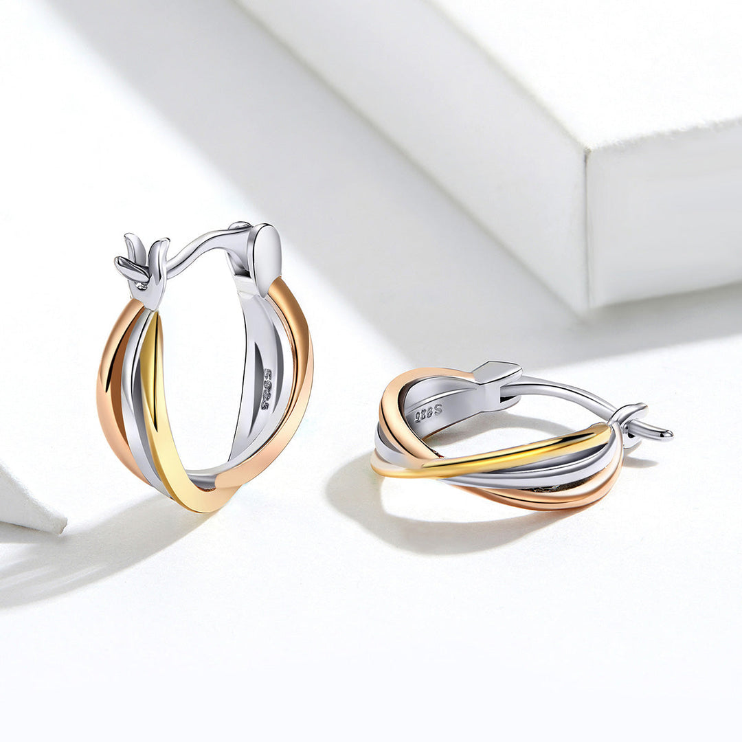 S925 Sterling Silver Earrings with Platinum, Rose Gold, and Gold Plating for Women