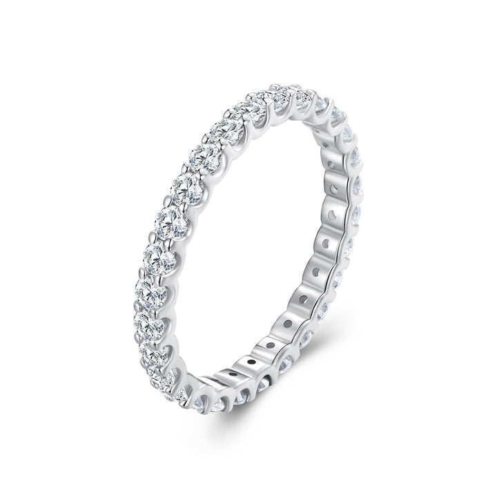 S925 Sterling Silver 2.0mm Moissanite Ring Size 9 for Women