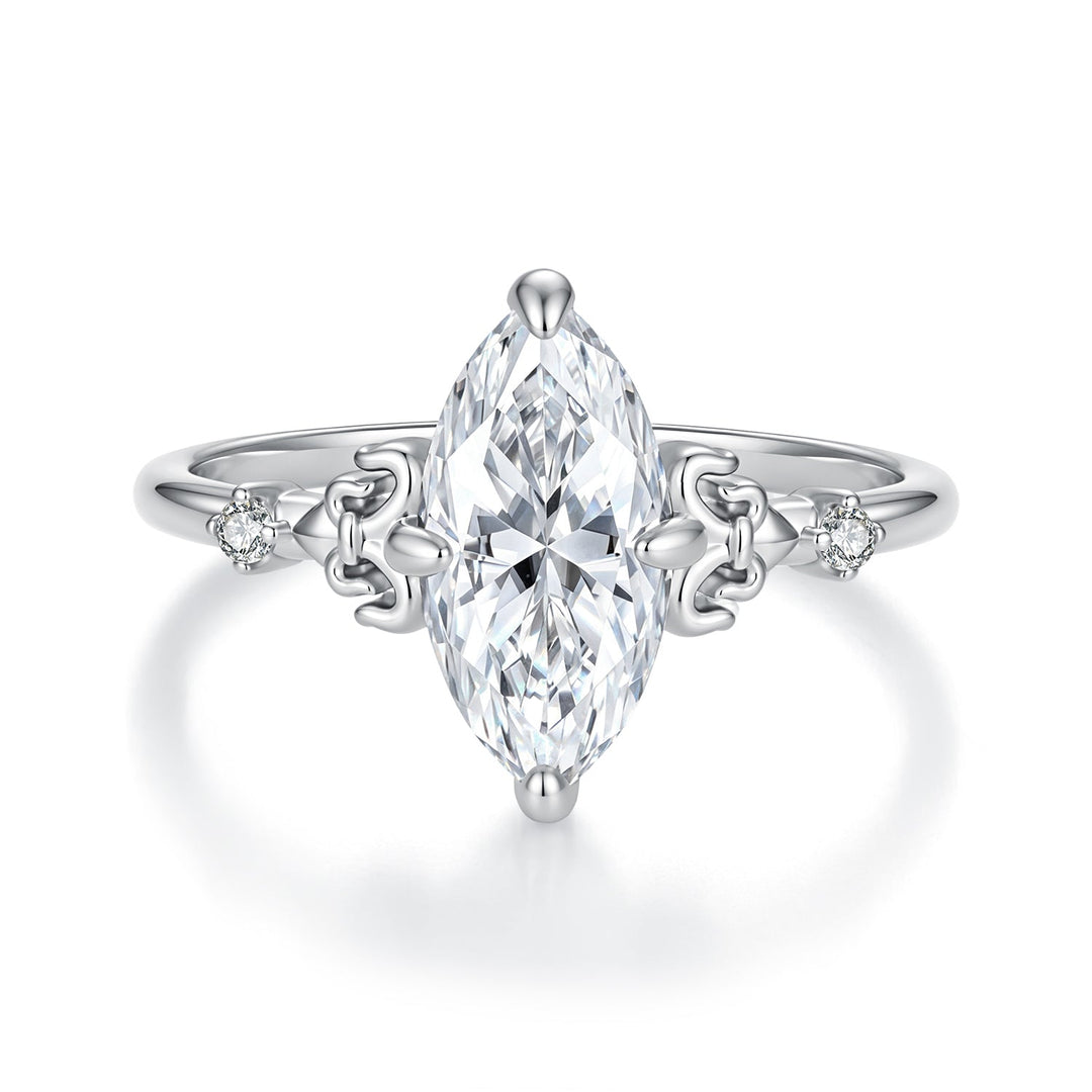 925 Sterling Silver White Gold Plated Moissanite Size 6 Ring for Women