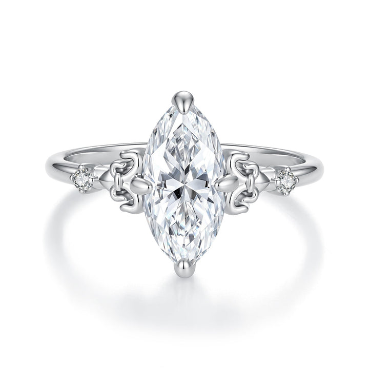 925 Sterling Silver White Gold Plated Moissanite Size 6 Ring for Women