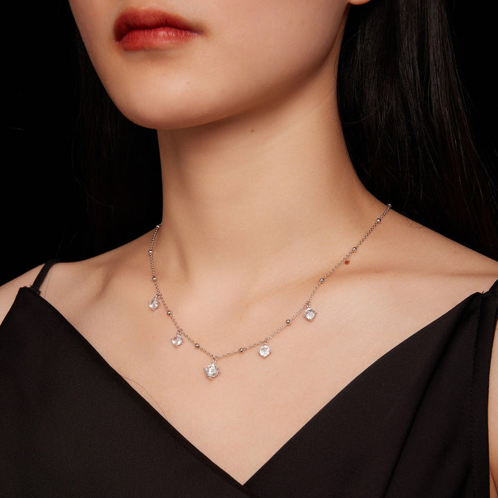 925 Sterling Silver 5.0mm Moissanite Necklace for Women