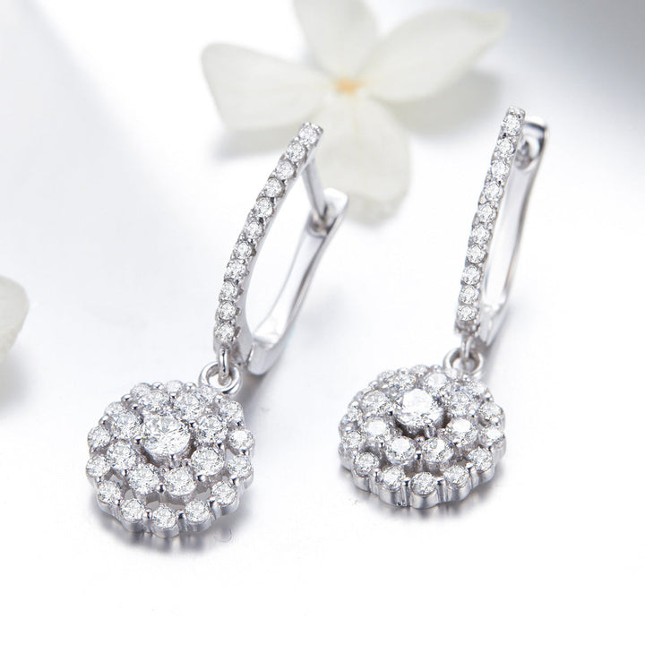 925 Sterling Silver Plated Platinum Pavé Setting CZ Earrings