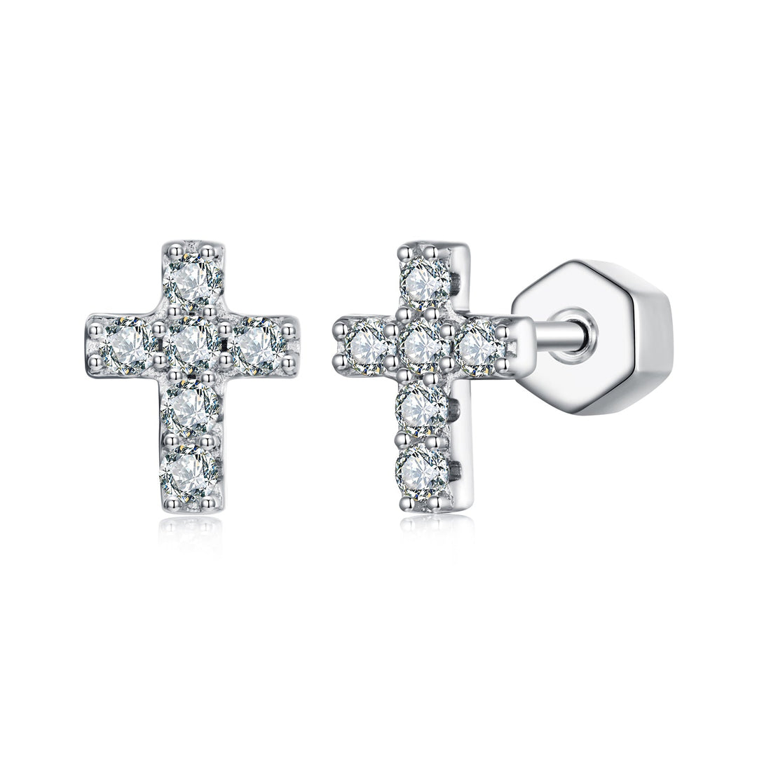 925 Sterling Silver Moissanite Earring 0.7x0.6cm for Women