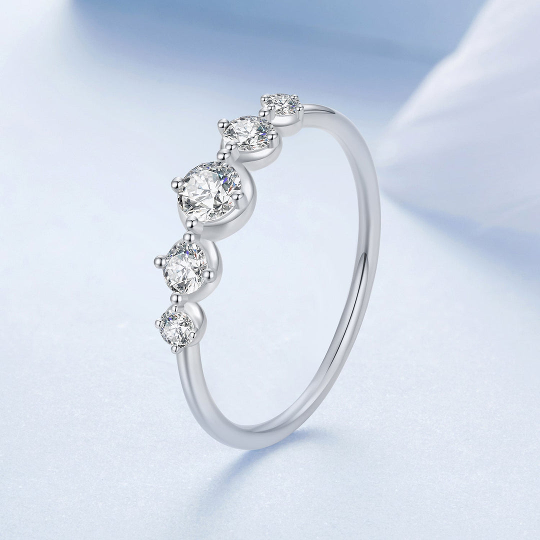 925 Sterling Silver Ring Size 6.0 with Pavé CZ in White Gold Finish for Women