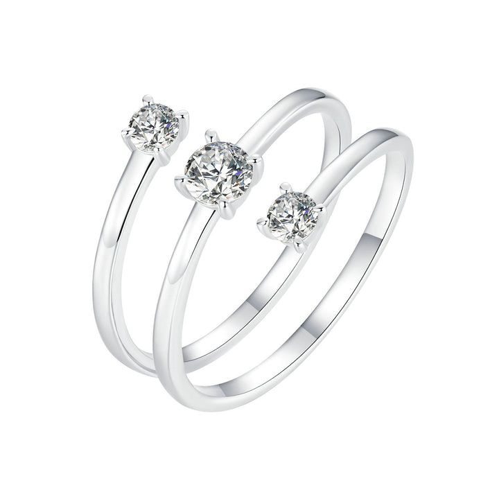 925 Sterling Silver White Gold Plated CZ Ring for Women