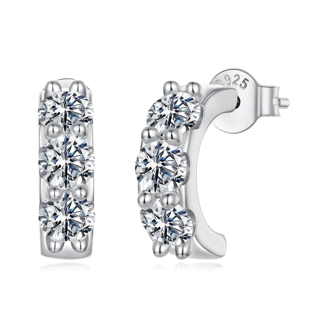925 Sterling Silver White Gold Plated 0.3ct Moissanite 1.3x0.4cm Earrings for Women