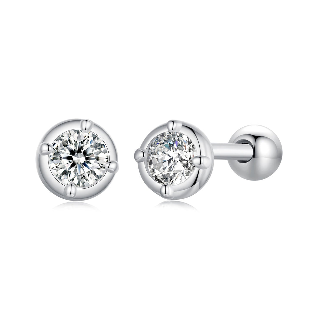 925 Sterling Silver 4mm Moissanite Earrings with Platinum Plating for Women