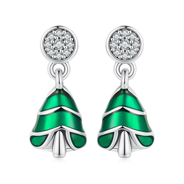 925 Sterling Silver Earrings with Enamel and Pavé Set CZ in Oxidized Silver