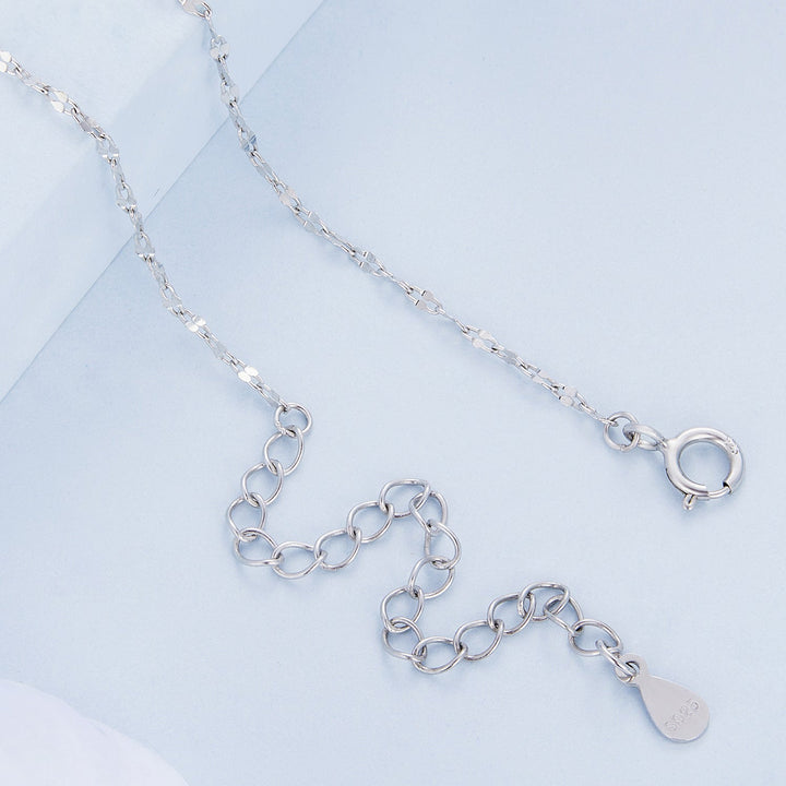 925 Sterling Silver Necklace with Pavé Setting CZ - Adjustable Length, Platinum Plated - Women&