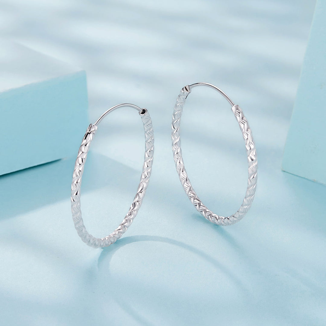 925 Sterling Silver Earrings Hoops 2.5 cm for Women