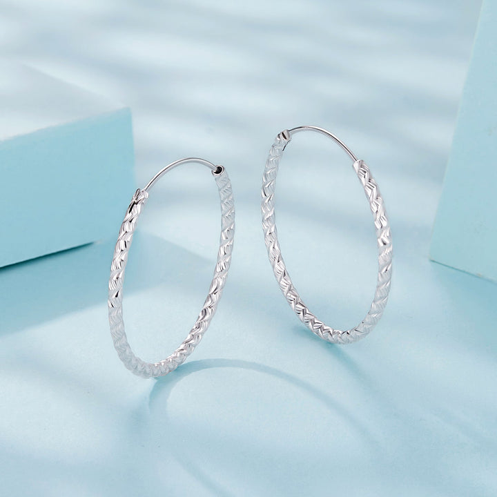 925 Sterling Silver Earrings Hoops 2.5 cm for Women