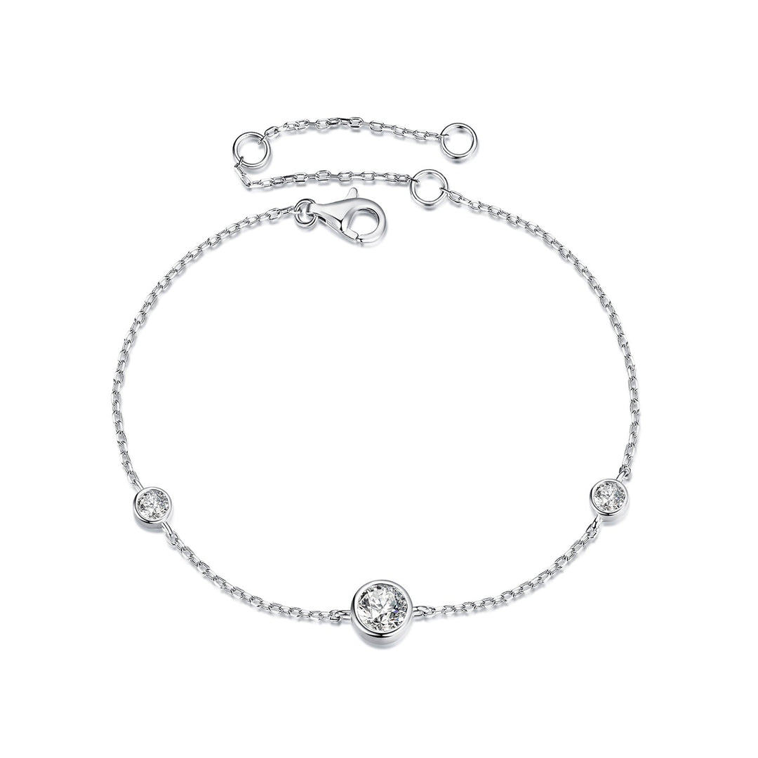 925 Sterling Silver 5mm Moissanite &amp; 3mm Moissanite Bracelet for Women