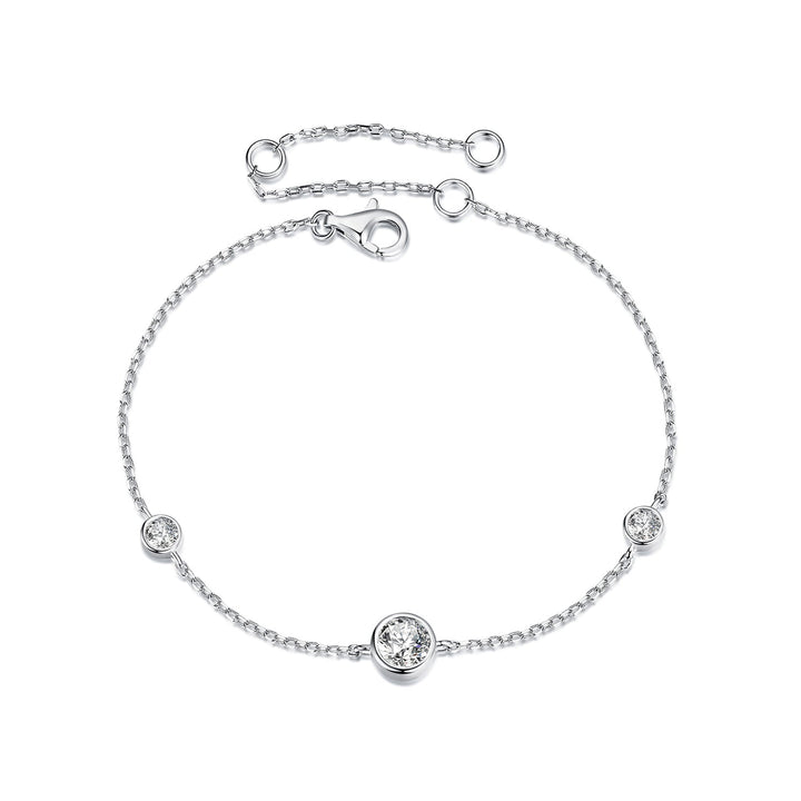 925 Sterling Silver 5mm Moissanite &amp; 3mm Moissanite Bracelet for Women