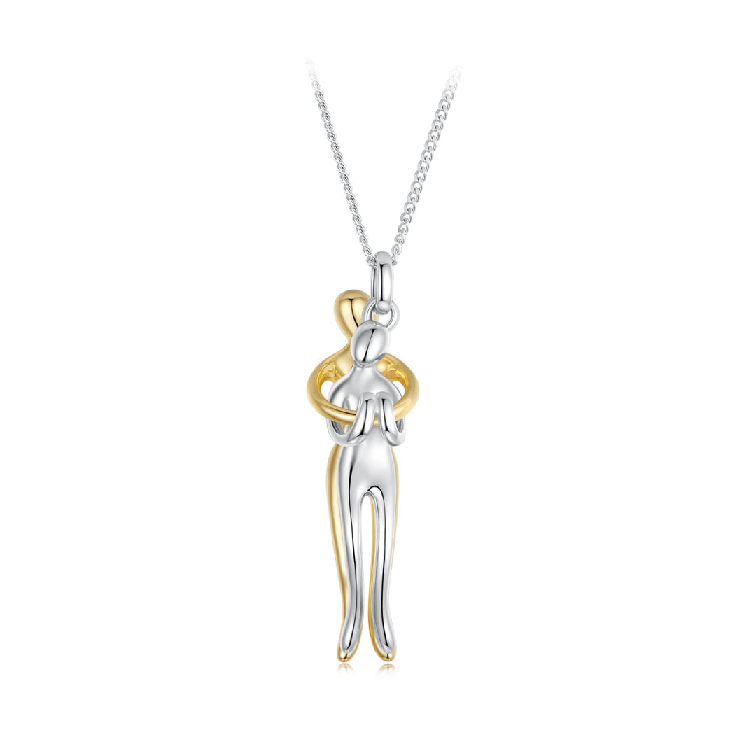 925 Sterling Silver Plated White Gold &amp; Gold Necklace 40+5cm for Women