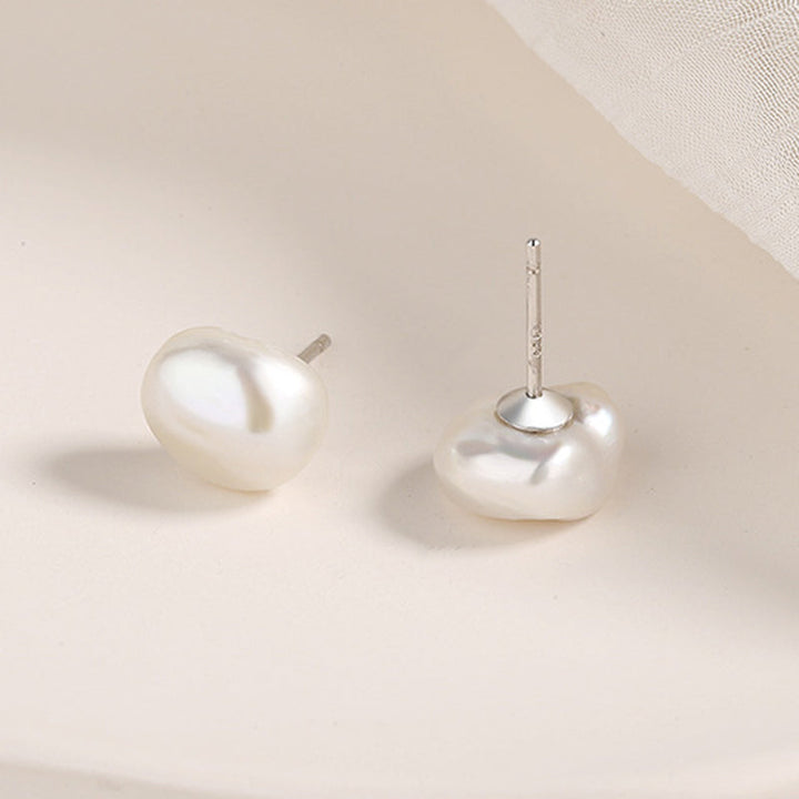 925 Sterling Silver White Gold Plated Freshwater Pearl Earrings