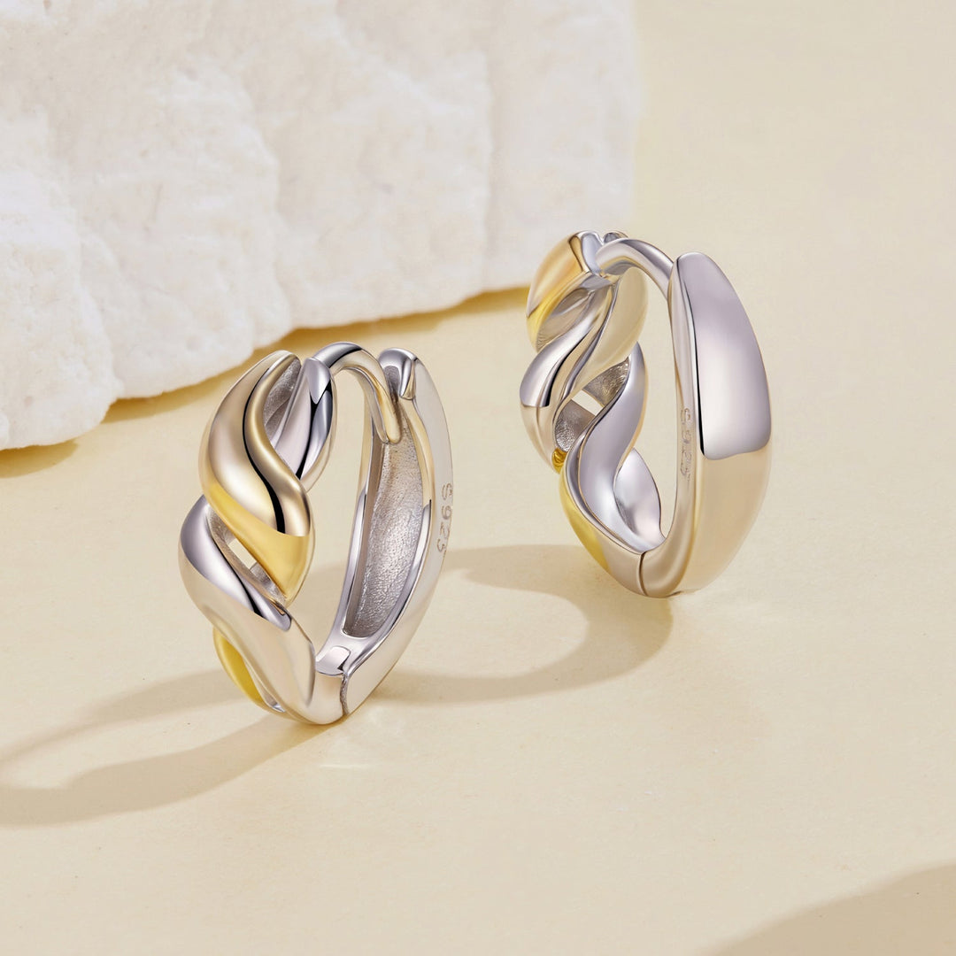 925 Sterling Silver Earrings with Plated White Gold and Gold for Women