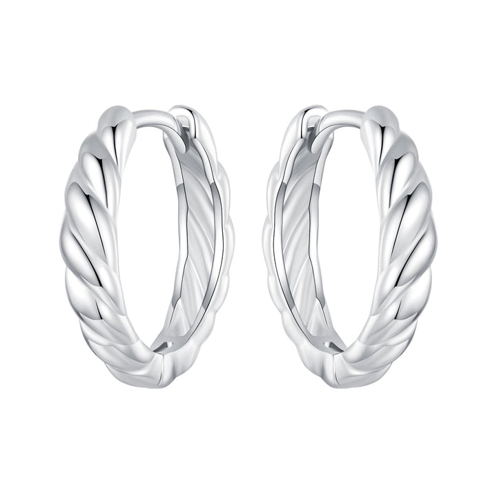 925 Sterling Silver Plated White Gold Earrings for Women - Size 11*3mm