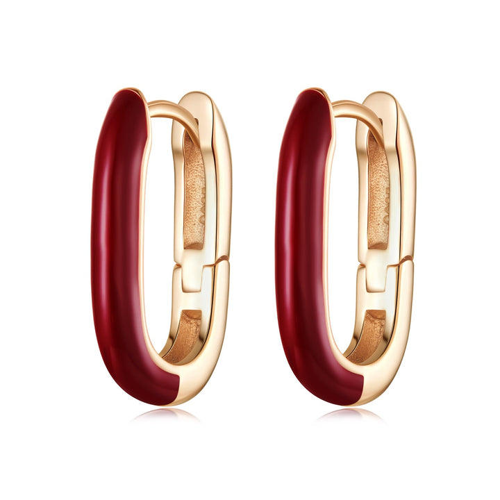 925 Sterling Silver Plated Rose Gold Enamel Earrings for Women