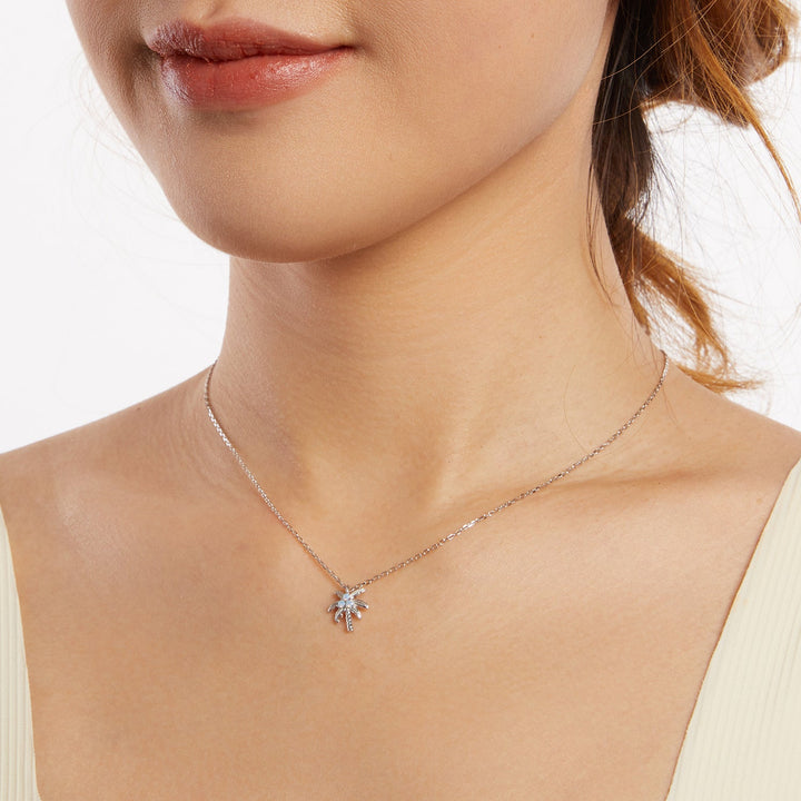 925 Sterling Silver + Nano Opal Stone Pendant Necklace for Women