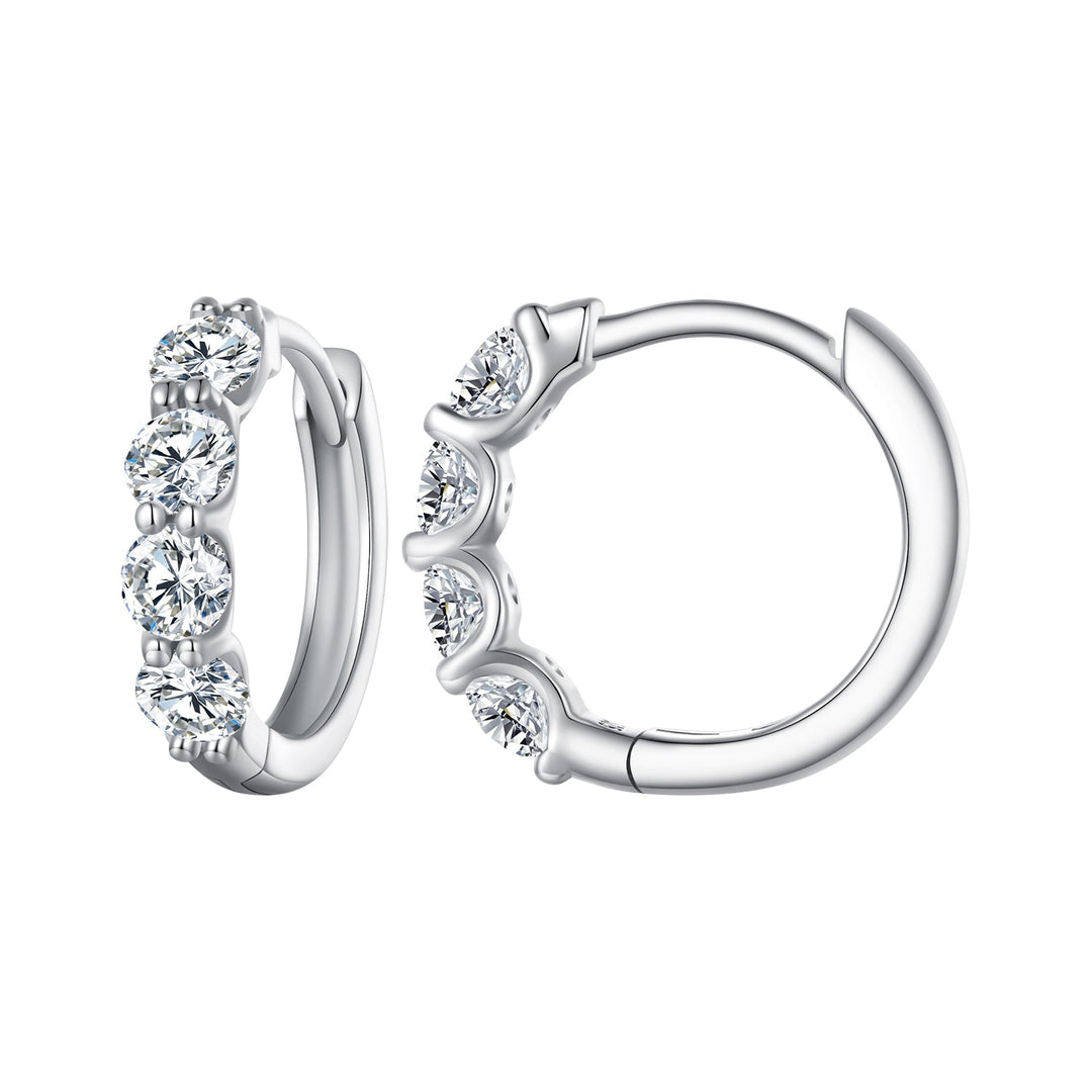 925 Sterling Silver Moissanite 0.1 Carat Platinum Plated Earrings for Women