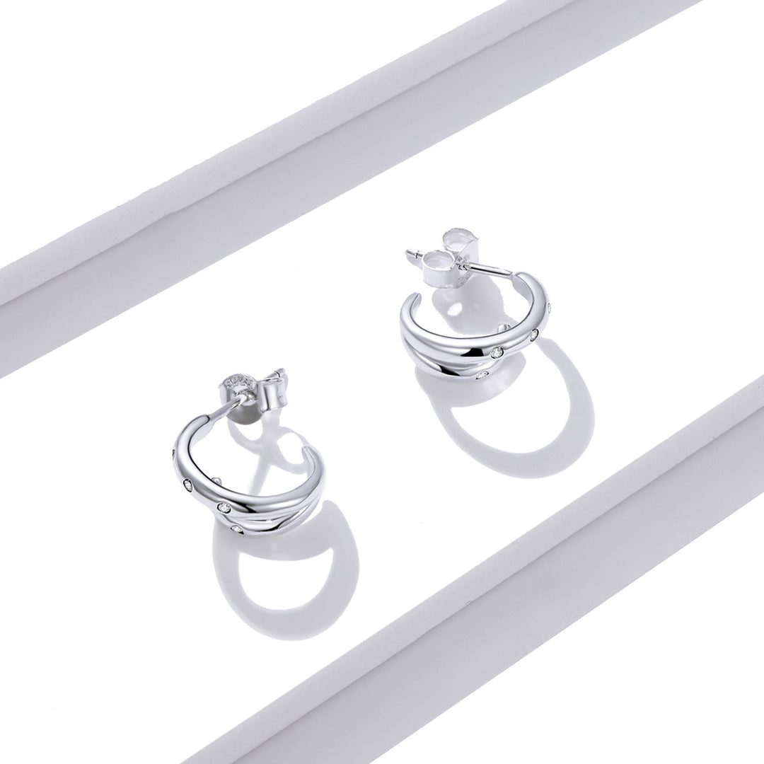 925 Sterling Silver Earrings with Pavé Setting CZ