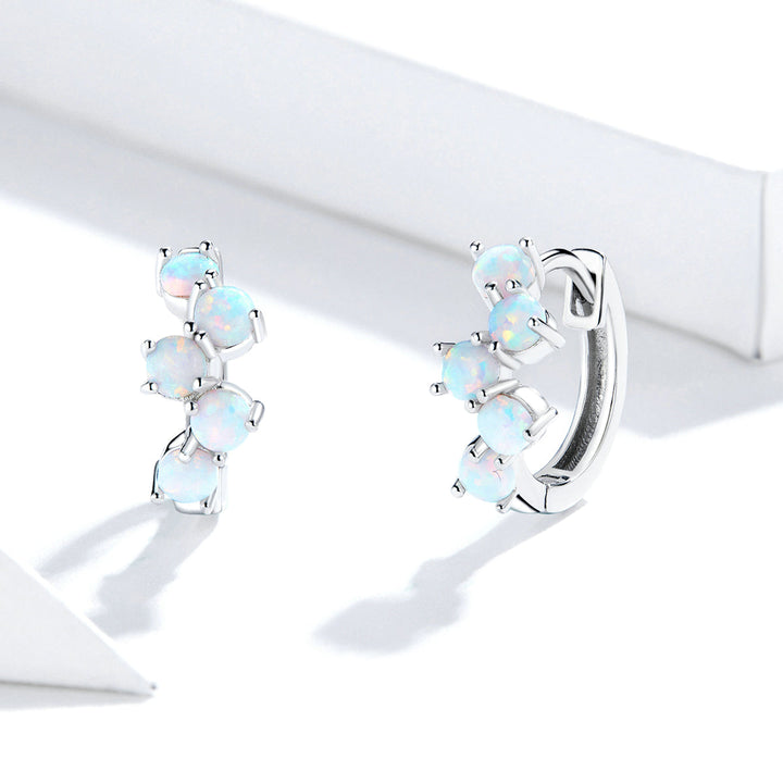925 Sterling Silver Earrings with Translucent Opal