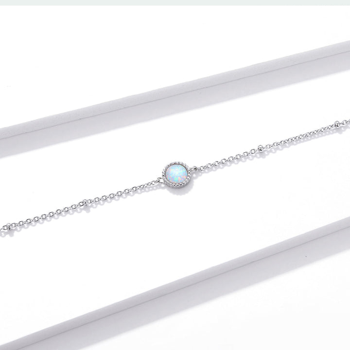 925 Sterling Silver Opal Bracelet for Women - Adjustable Size, Translucent Color