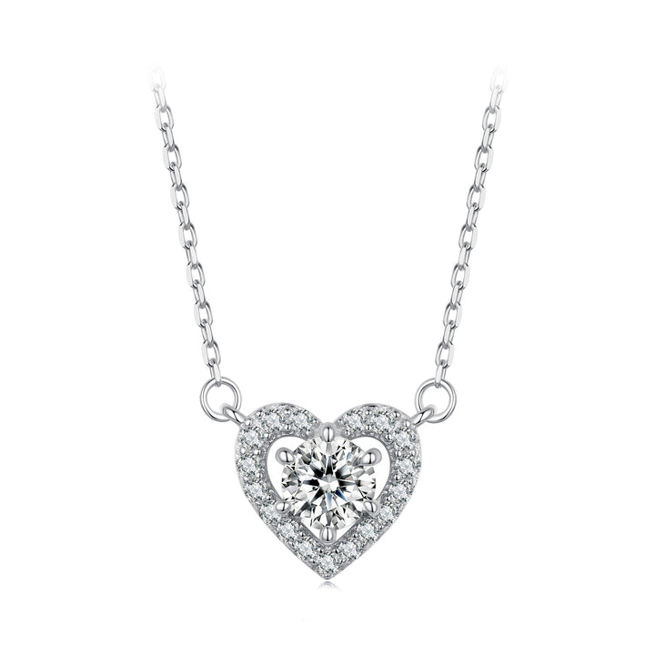925 Sterling Silver Moissanite 0.5 Carat Necklace with CZ for Women
